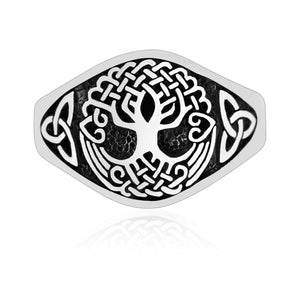 925 Sterling Silver Yggdrasil and Triquetra Ring-Viking Ring-Norse Spirit