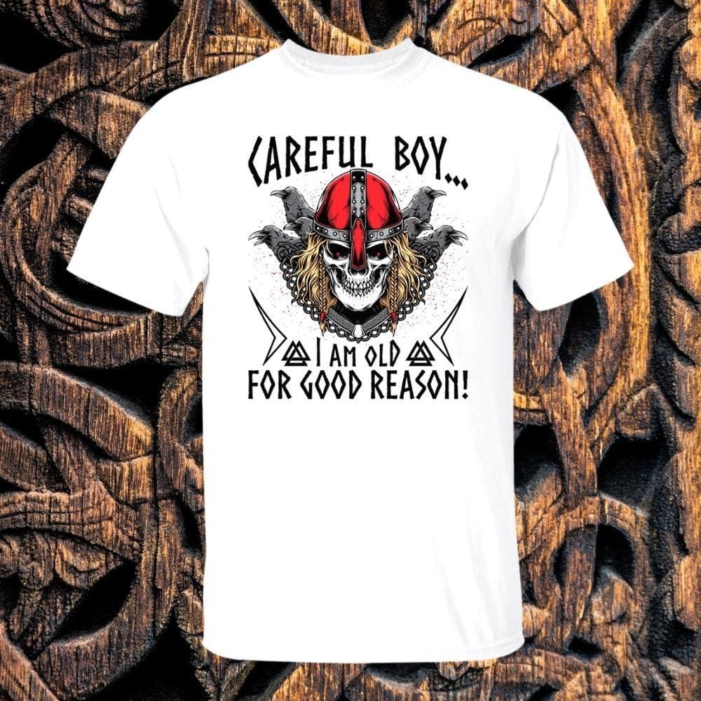Careful Boy White T-Shirt-Viking T-Shirt-Norse Spirit