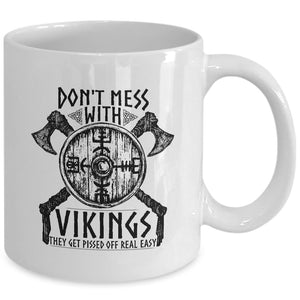 Don't Mess With Vikings White Mug-Viking Mug-Norse Spirit