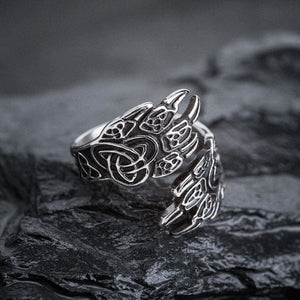 Stainless Steel Adjustable Bear Paw Ring-Viking Ring-Norse Spirit