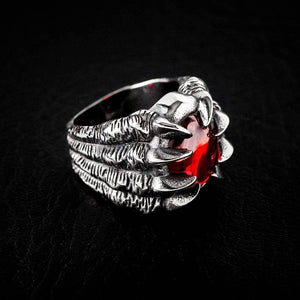 Stainless Steel Dragon Claw Biker Ring With Inset Stone-Viking Ring-Norse Spirit