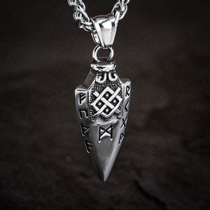 Stainless Steel Gungnir and Rune Necklace-Viking Necklace-Norse Spirit