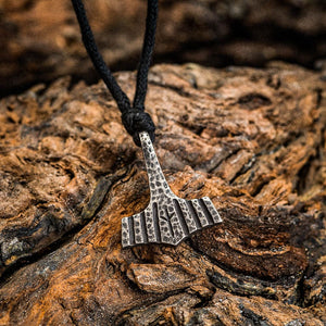 Stainless Steel Hammered Mjolnir on Cord Chain