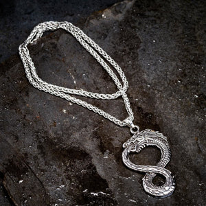 Stainless Steel Jormungand Necklace-Viking Necklace-Norse Spirit