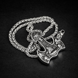 Stainless Steel Mjolnir Necklace With Longship Motif-Necklaces-Norse Spirit