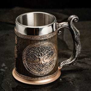 Stainless Steel Yggdrasil / Tree of Life Beer Tankard-Viking Tankard-Norse Spirit