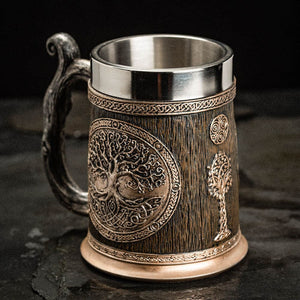 Stainless Steel Yggdrasil / Tree of Life Beer Tankard-Viking Tankard-Norse Spirit