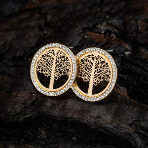 Tree of Life Cubic Zirconia Stud Earrings-Norse Spirit