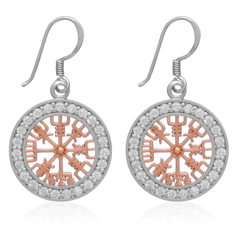 925 Sterling Silver Rose Gold & Cubic Zirconia Vegvisir