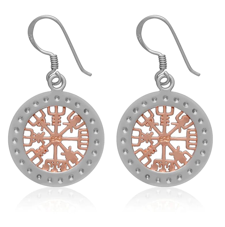 925 Sterling Silver Rose Gold & Cubic Zirconia Vegvisir