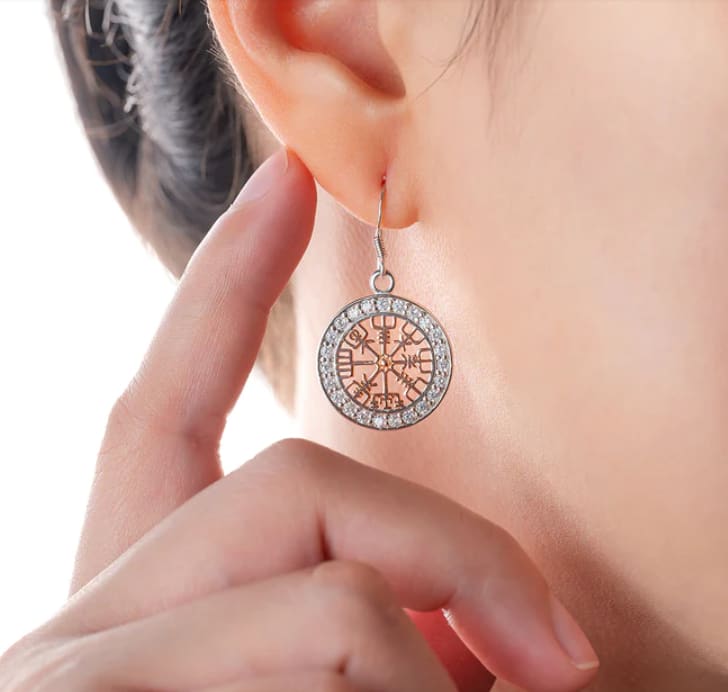 925 Sterling Silver Rose Gold & Cubic Zirconia Vegvisir