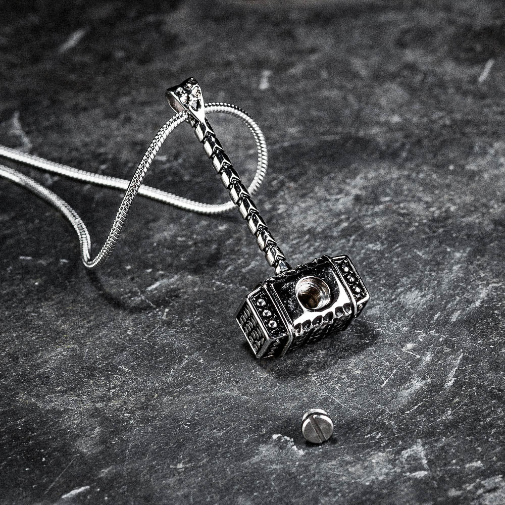 Stainless Steel Thor’s Hammer Cremation Necklace