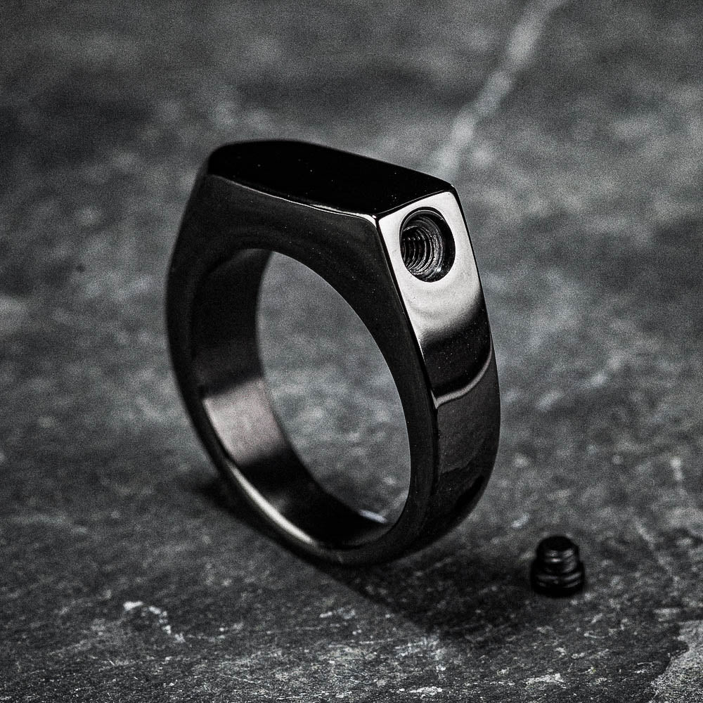 Stainless Steel Black Cremation Ring