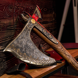 God of War Leviathan Gold Axe with Leather Protection