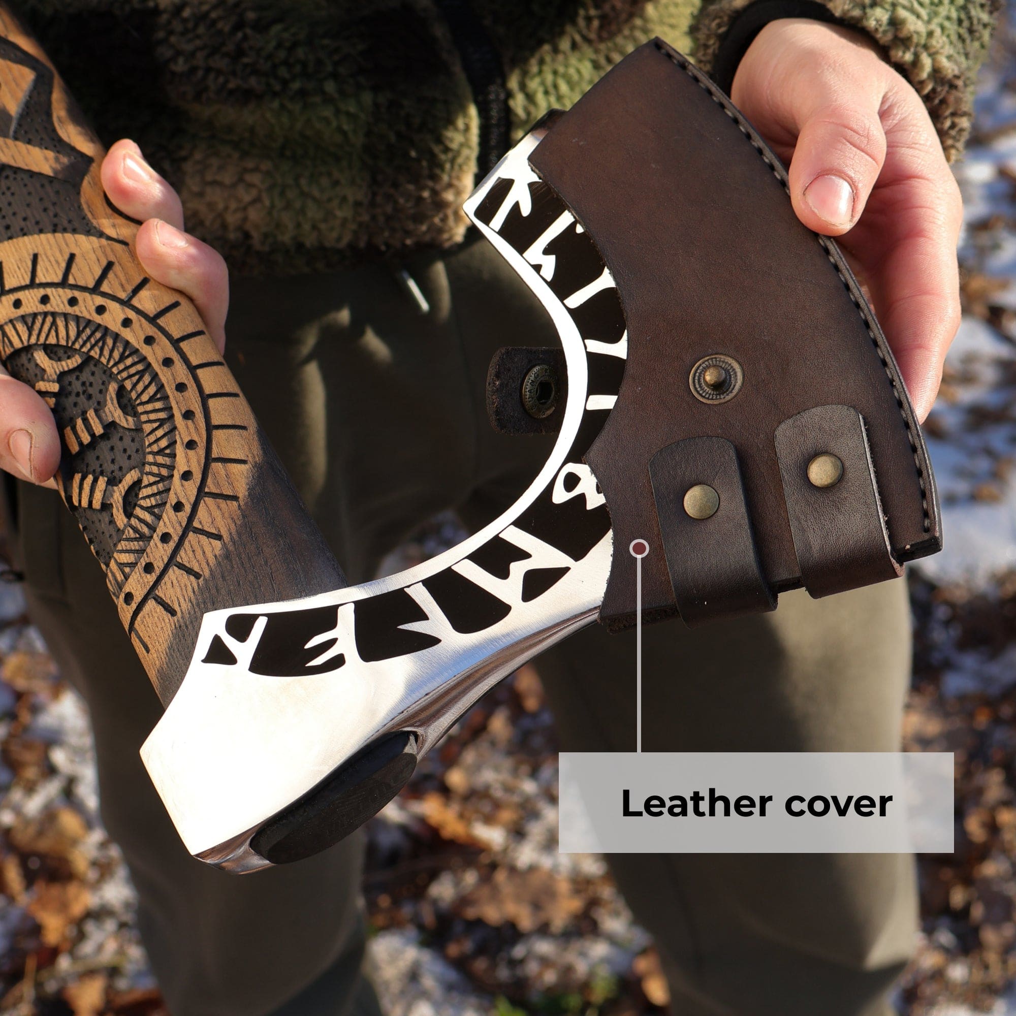 Ripper Runa Axe Hand forged axe “OTHALA” with leather cover - Norse Spirit