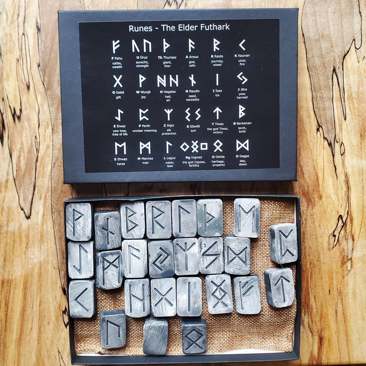 Handmade Elder Futhark Rune Presentation Set - Norse Spirit