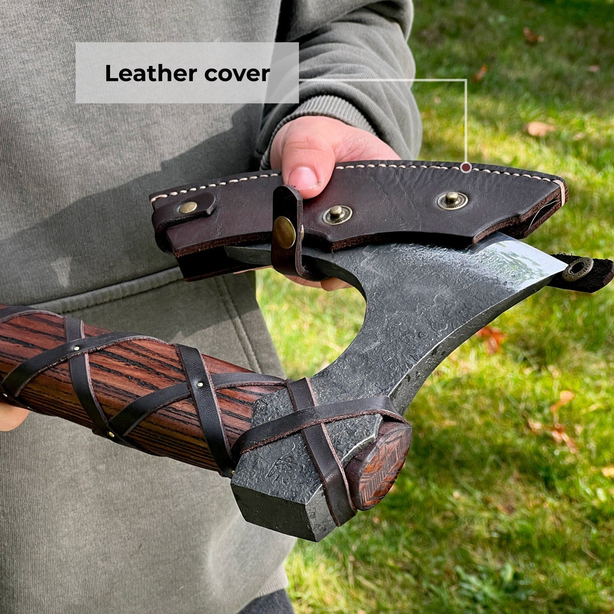 Ragnar Lothbrok Long Axe with Carved Handle