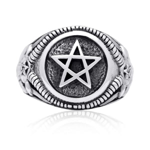 Silver Goat of Mendes Pentagram Ring