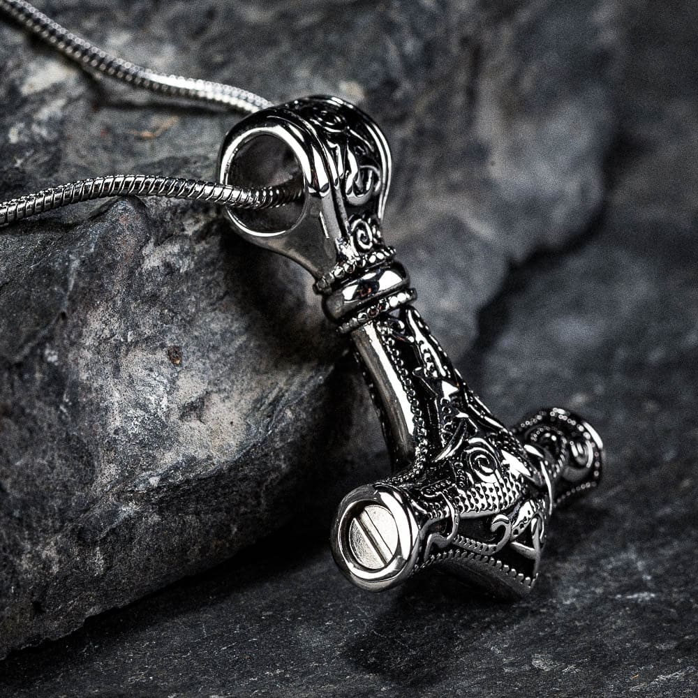 Viking Thor's Hammer Pewter Pendant Necklace with 20