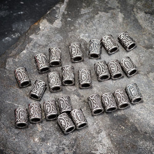 24pcs Stainless Steel Rune Bead Set for Beards and Hair-Viking Beard Rings-Norse Spirit