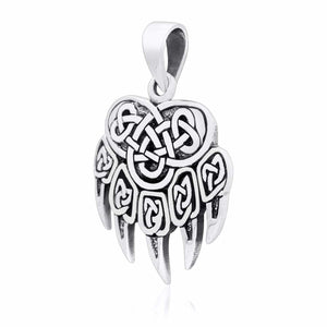Silver Bear Paw Viking Necklace
