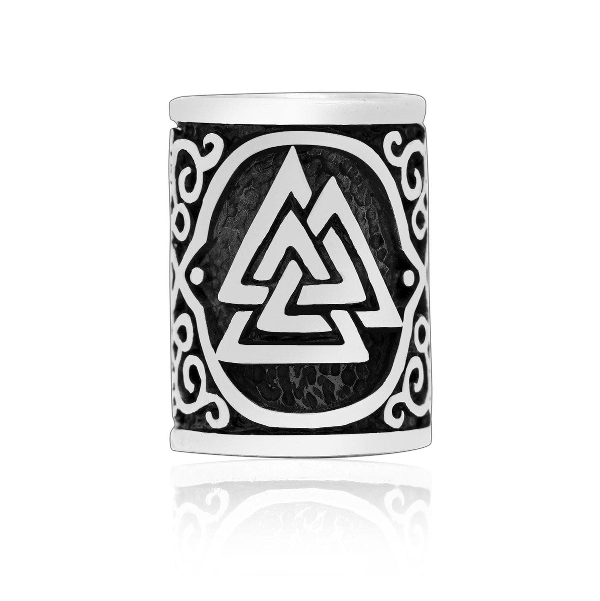 925 Sterling Silver Beard Bead With Valknut Design