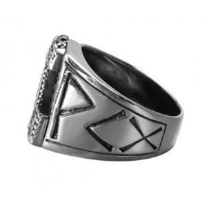 Silver Mjolnir and Runes Viking Ring