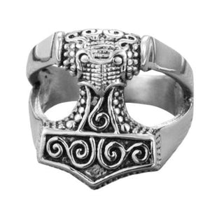 925 Sterling Silver Biker-style Thor's Hammer Viking Ring