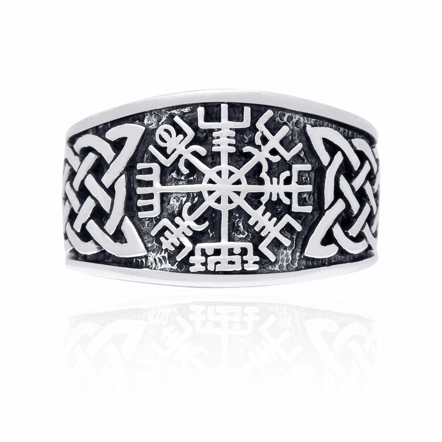 Vegvisir and Celtic knot Viking ring