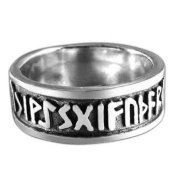 925 Sterling Silver Elder Futhark Viking Ring