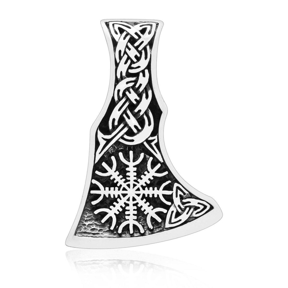 925 Sterling Silver Helm of Awe Axe Head Viking Necklace