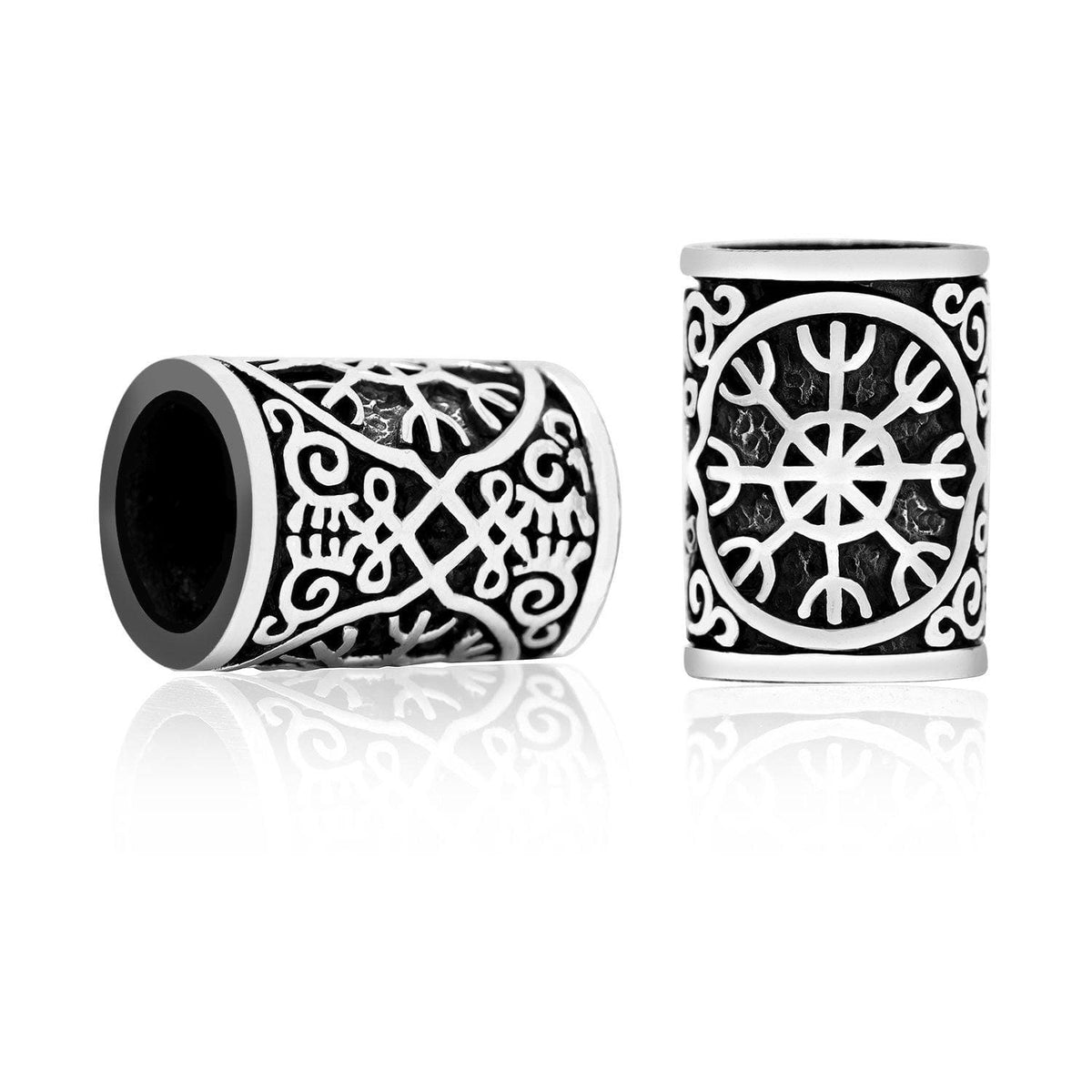 925 Sterling Silver Helm of Awe Beard Bead-Viking Beard Rings-Norse Spirit