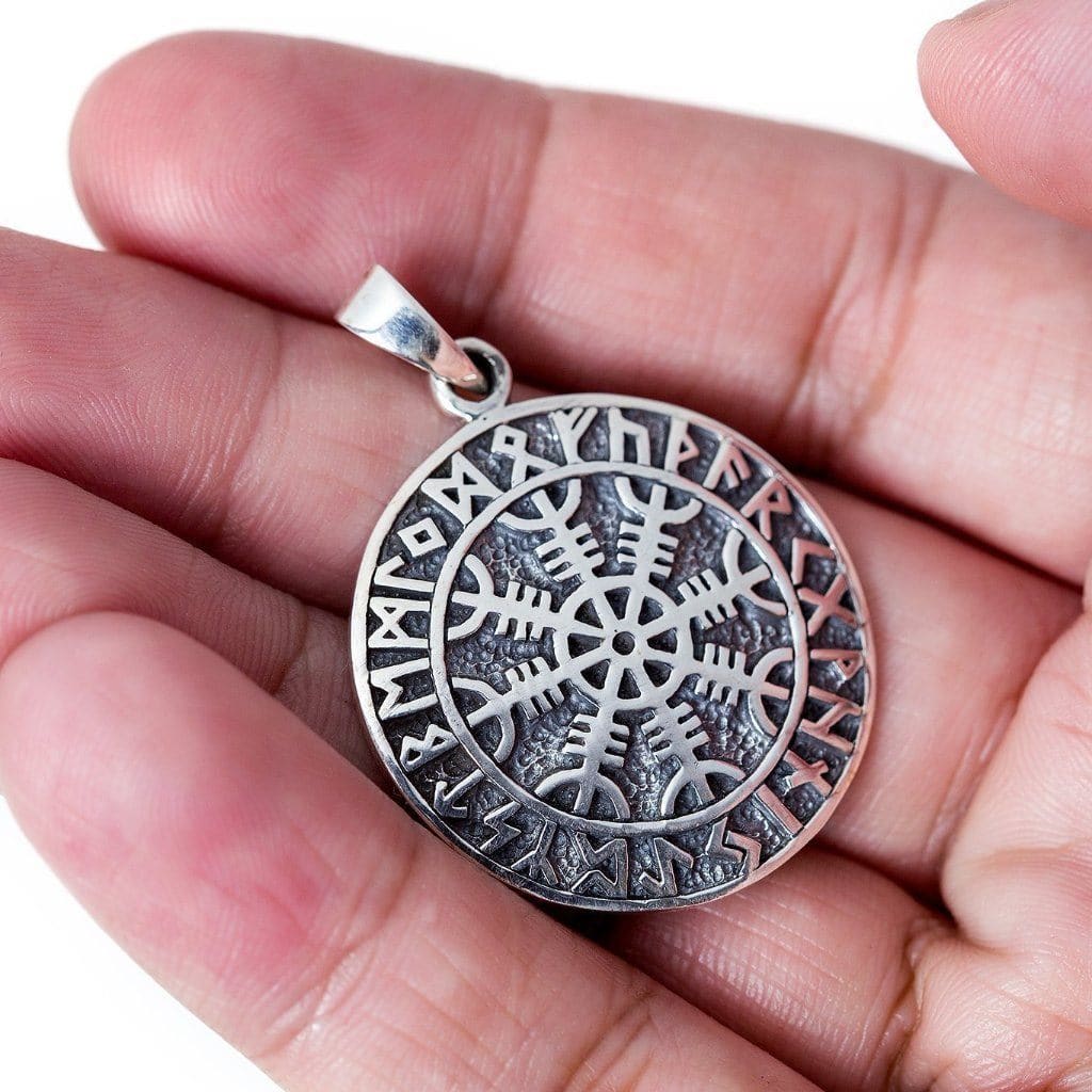 925 Sterling Silver Helm of Awe Viking Necklace