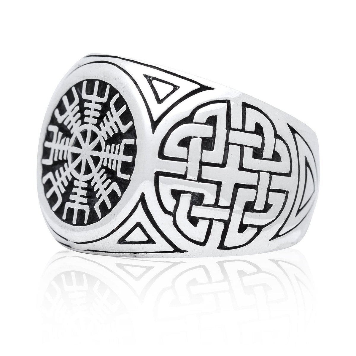 925 Sterling Silver Helm of Awe Viking Ring