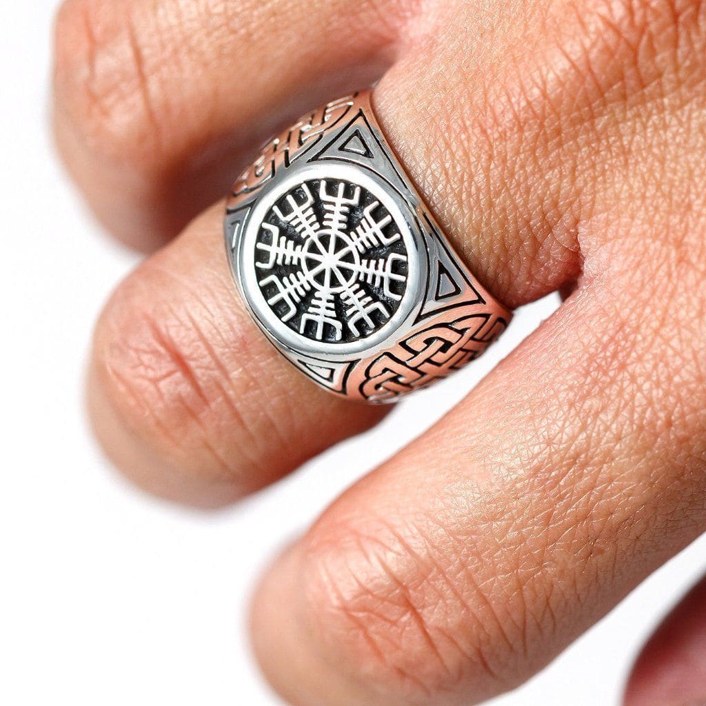 925 Sterling Silver Helm of Awe Viking Ring
