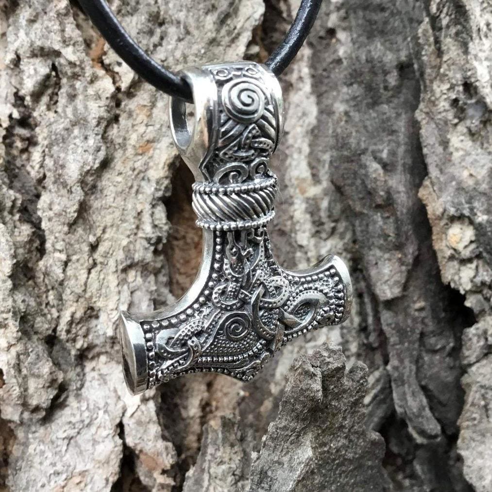 Viking Norse Thors Hammer Mjolnir Men's Necklace Stainless Steel Silver  Pendant | eBay