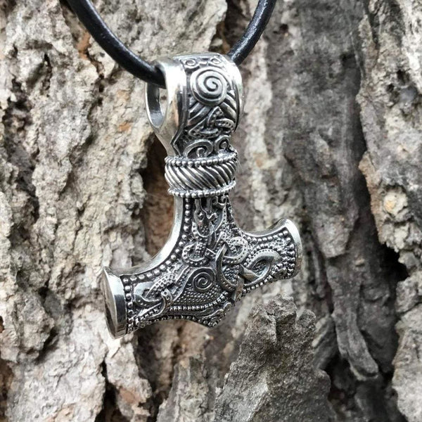 Unisex 925 Sterling Silver Viking Mjolnir good Thor Thor's Pendant Cord Necklace