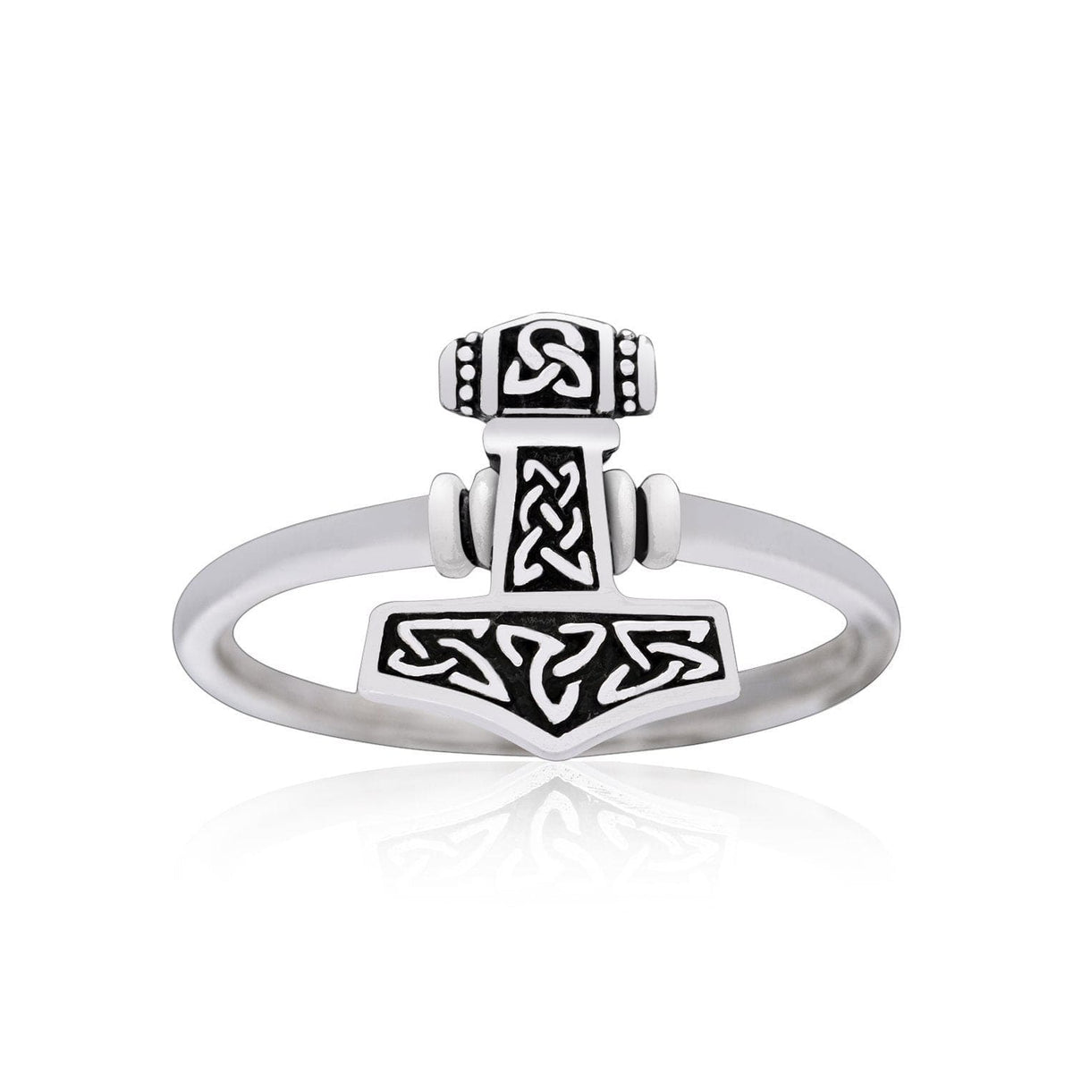 925 Sterling Silver Ladies Thor's Hammer Ring