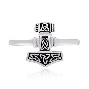 925 Sterling Silver Ladies Thor's Hammer Ring
