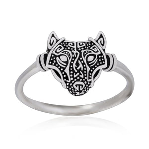 925 Sterling Silver Ladies Wolf Head Ring