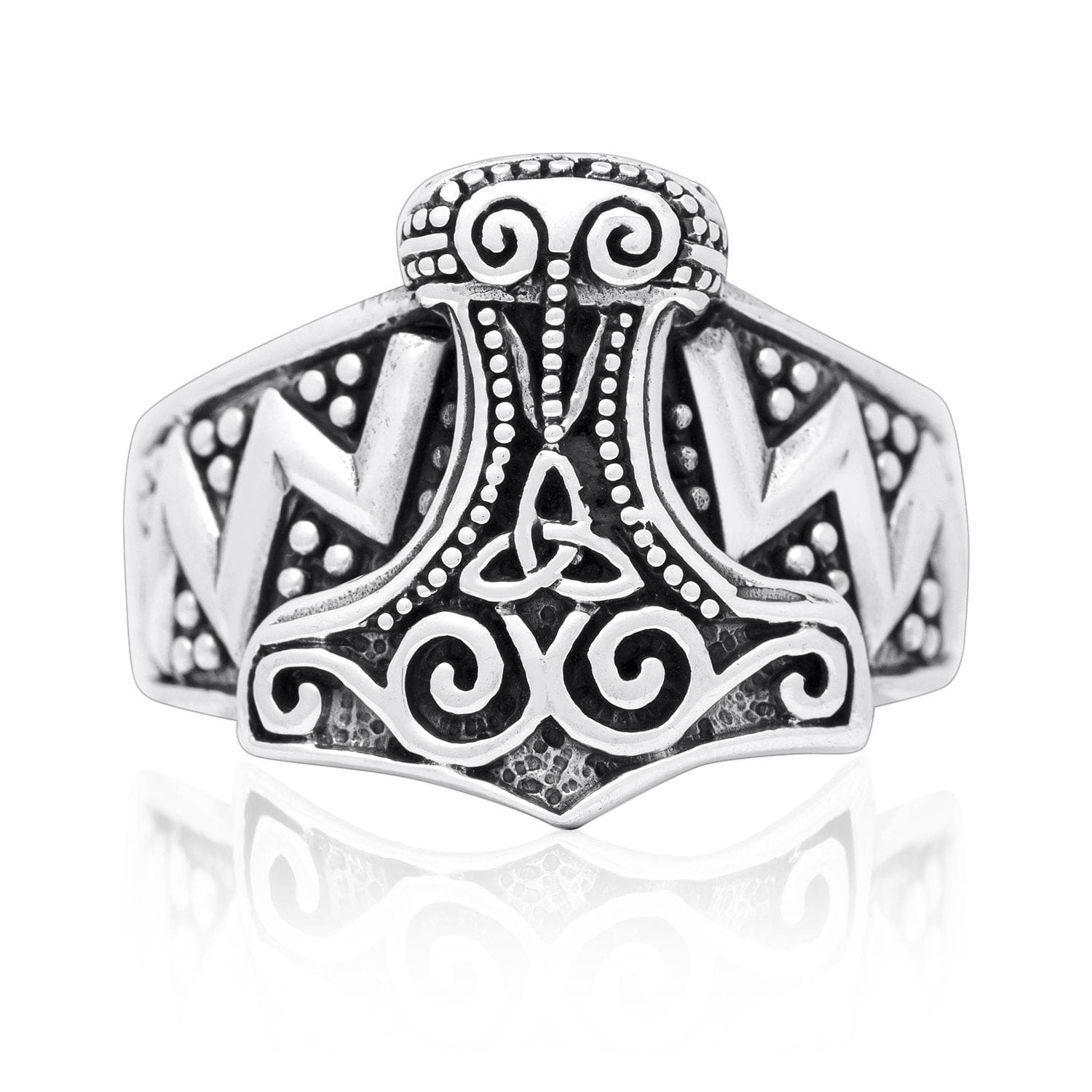 925 Sterling Silver Mjolnir & Celtic Knot Viking Ring