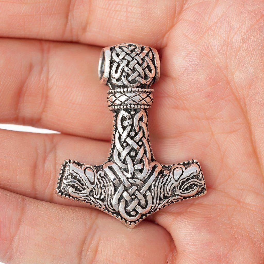 Men s Silver Viking Small Mjolnir Thor s Hammer Necklace