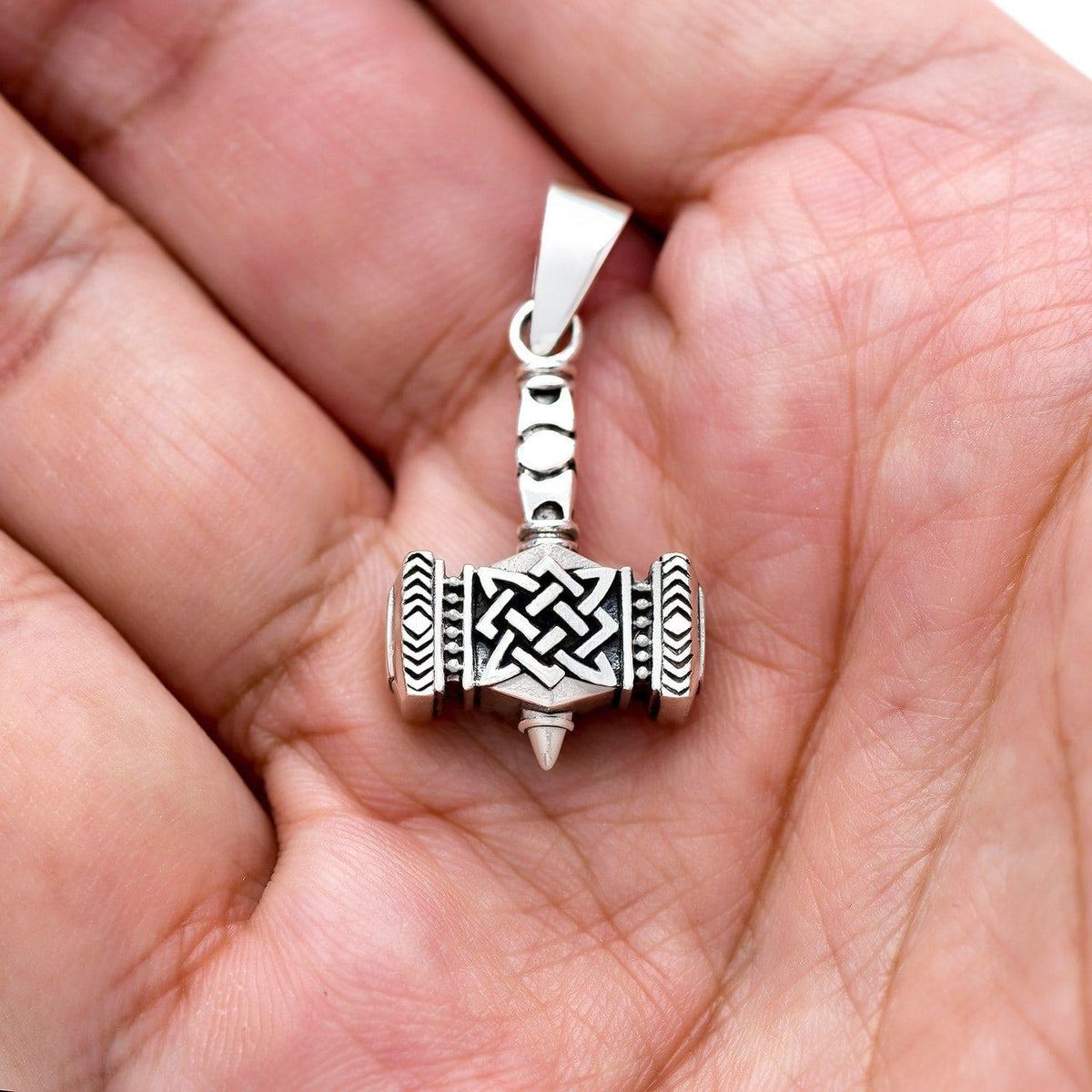 Thor's Hammer Valknut Pendant 925 Sterling Silver,Celtic Viking Style, Norse Gods, Odin,Thor, good Valhalla,Viking Norse,Gift for Men by Beldiamo