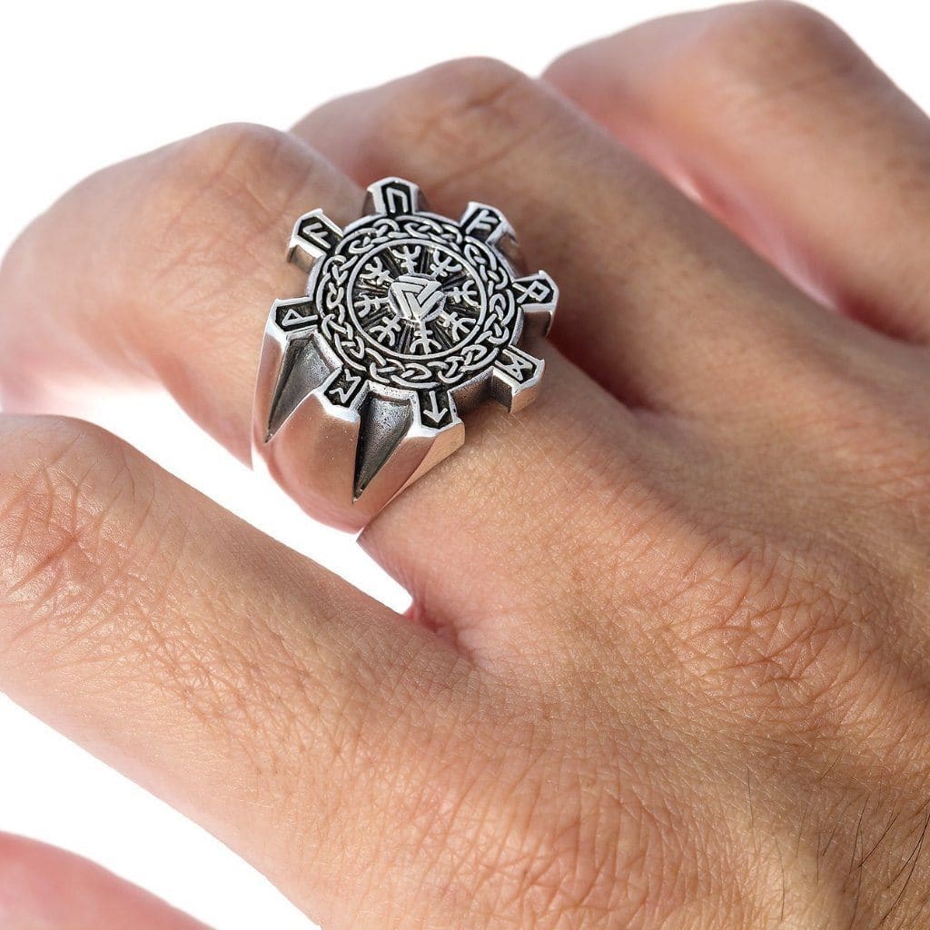 Silver Helm of Awe Viking Ring