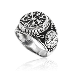 925 Sterling Silver Vegvisir Viking Ring
