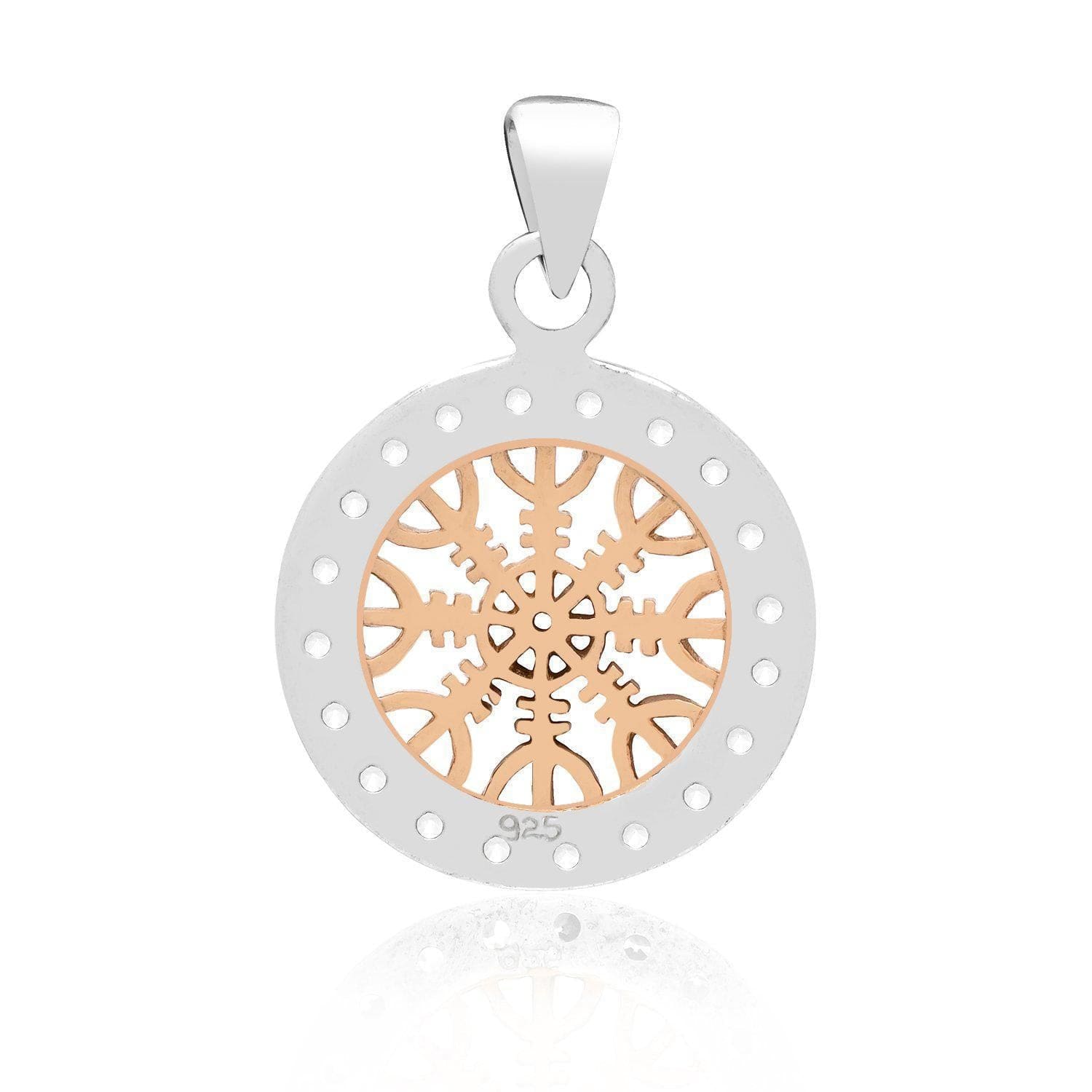 925 Sterling Silver Rose Gold & Cubic Zirconia Helm of Awe - Norse Spirit