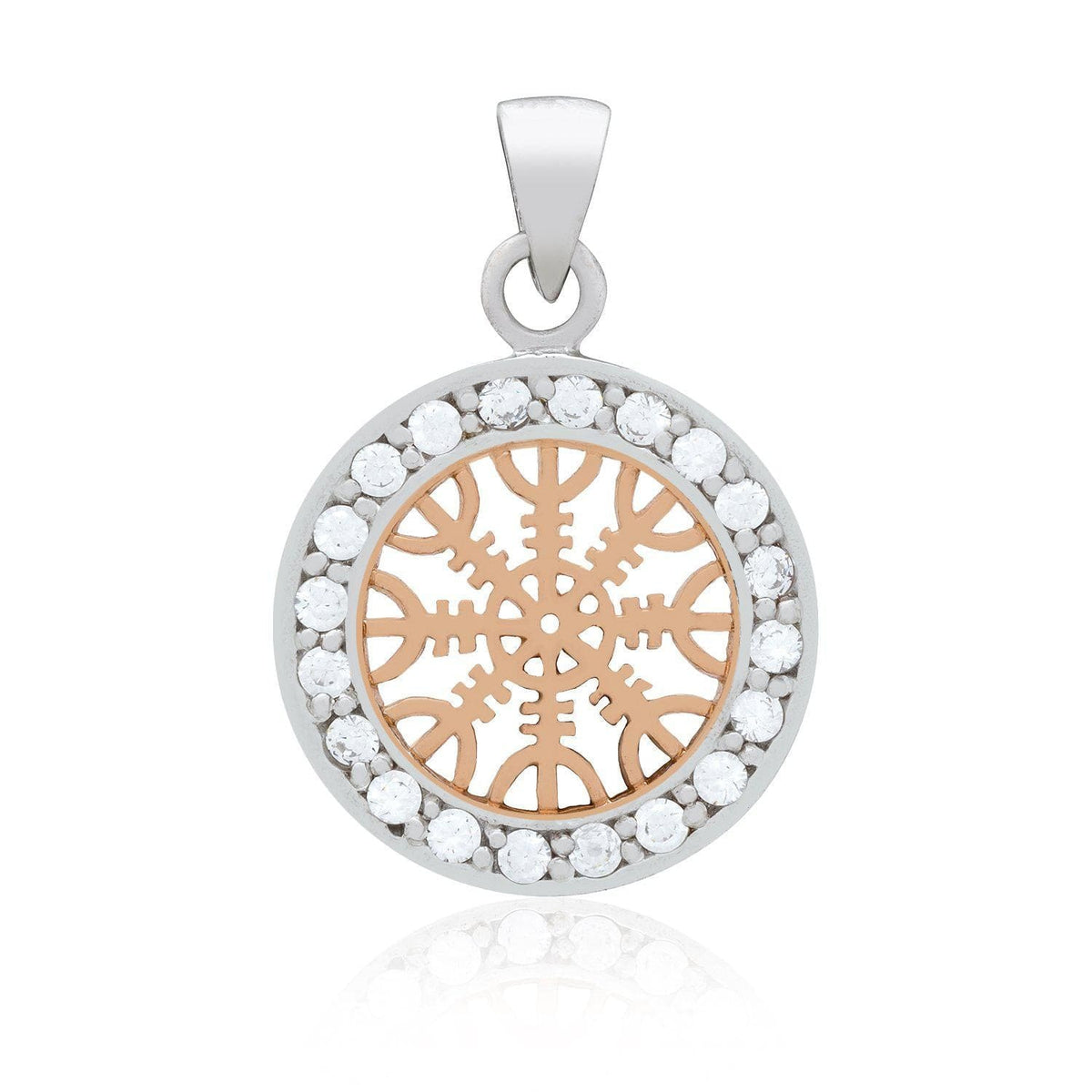 925 Sterling Silver Rose Gold & Cubic Zirconia Helm of Awe - Norse Spirit