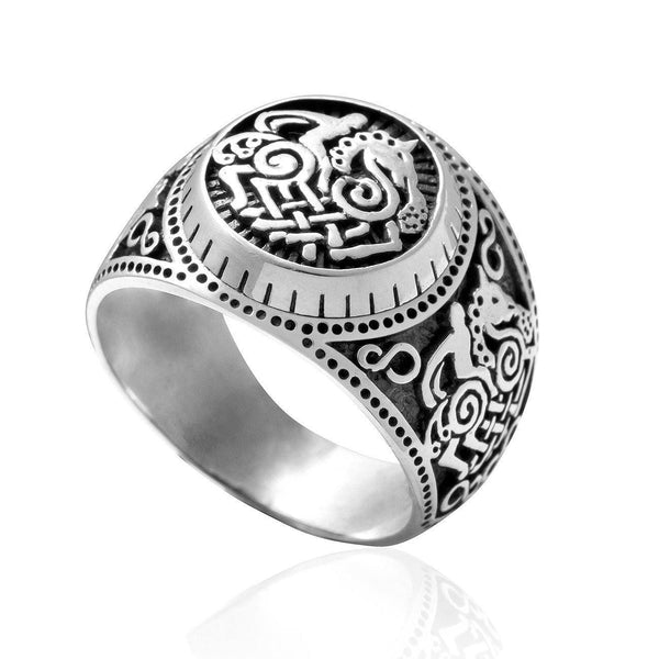925 Sterling Silver Sleipnir Odin's Horse Ring - Norse Spirit