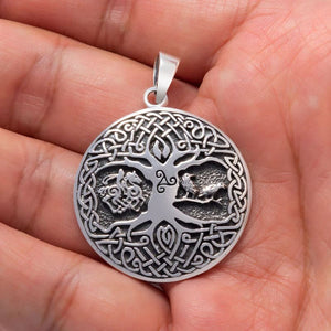 925 Sterling Silver Tree of Life Pendant With Raven, Sleipnir and Triskelion-Viking Necklace-Norse Spirit