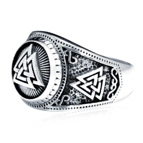925 Sterling Silver Triple Valknut Signet Ring - Norse Spirit